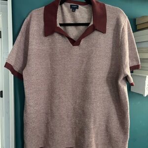 J. Crew Men's Burgundy and Beige Casual Shirt